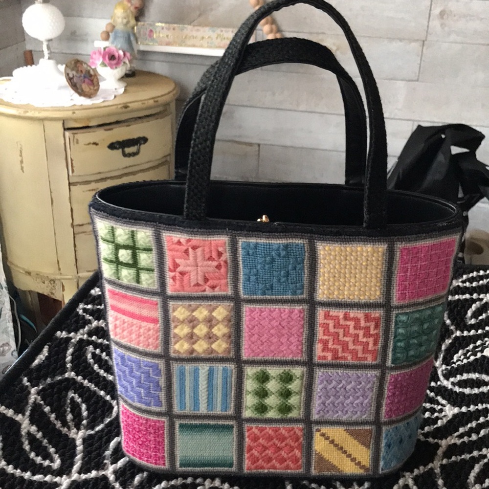 Colorful Wool Patchwork Hand Bag
